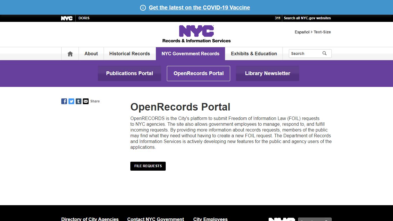 OpenRecords Portal - Records - New York City