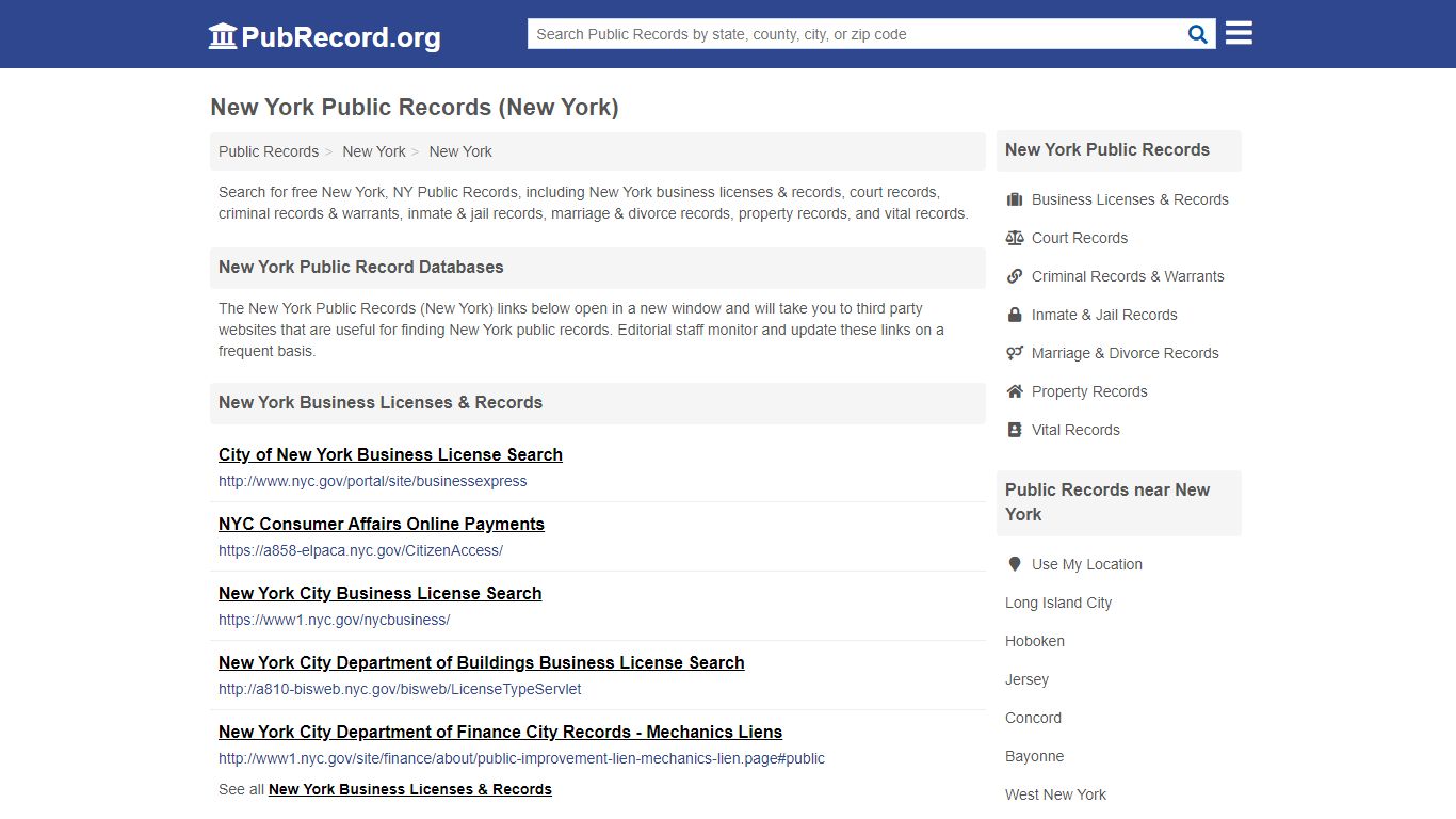 Free New York Public Records (New York Public Records) - PubRecord.org